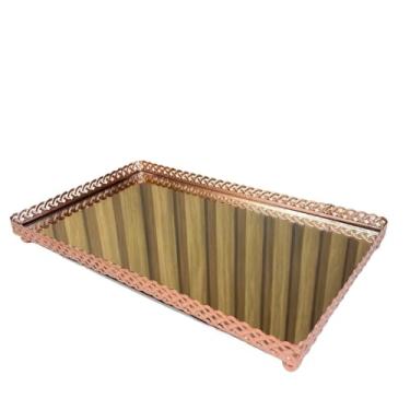 Imagem de Bandeja Decorativa Espelhado Multiuso Retangular/Quadrada para Banheiro Lavabo(Rosê Retangular 26.8x16)