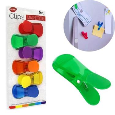 Imagem de Kit 6 Clips Magnéticos Prendedores Alimentos Pregador Multiuso Forte P