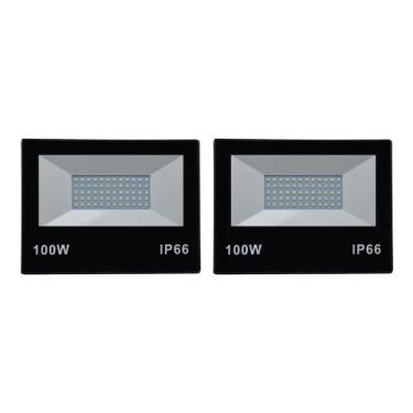 Imagem de kit 2 Refletor Led 100w Smd Prova Dágua Ip66 Holofote 3500k - ilumimax