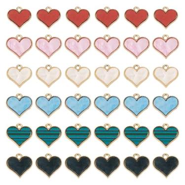 Imagem de Spritewelry 50 pingentes de coração coloridos esmaltados pingentes de coração de liga de dia dos namorados brincos de corações de amor para colar faça você mesmo artesanato joias