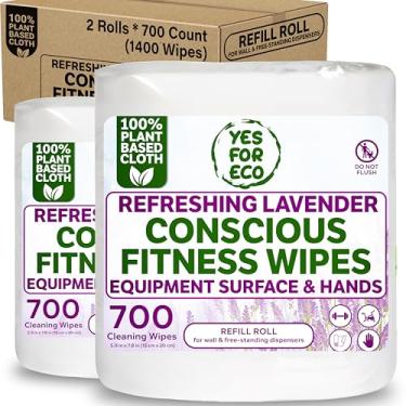 Imagem de Lenços fitness ecológicos à base de plantas, 2 rolos x 700 unidades (1400 lenços), infundidos com óleo de lavanda e melaleuca, perfeitos para estúdios de ioga e pilates e academias, lenços de