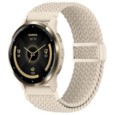 Imagem de EverAct Pulseira de nylon trançado magnético de 22 mm compatível com Garmin Vivoactive 4/Venu 3/Venu 2, pulseira de substituição elástica macia e elástica para Forerunner 265/255/255 Music masculina e