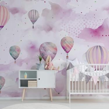 Imagem de Papel De Parede Para Quarto Menina Balões Rosa Aquarela 9m²