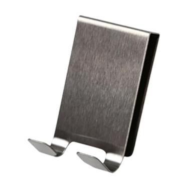 Imagem de IEUDNS Gancho de porta de chuveiro de aço inoxidável sobre cabide de porta fácil de instalar economizador de espaço organizador de gancho de toalha de, Prata