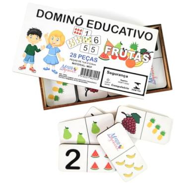 Imagem de BRINQUEDO DOMINÓ JOGO EDUCATIVO PEDAGÓGICO FRUTAS 28PCS EM MADEIRA - MEGA IMPRESS