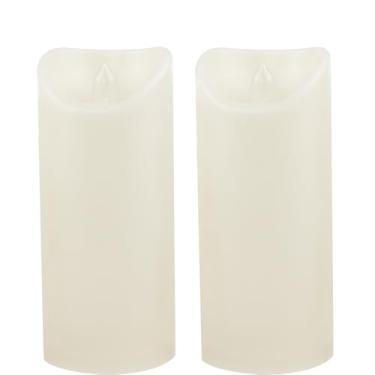 Imagem de Velas sem chamas à prova d'água operadas por bateria ao ar livre com temporizador automático, resina plástica cintilante, luzes de pilar elétricas de LED para lanterna, pátio, jardim, decorações de