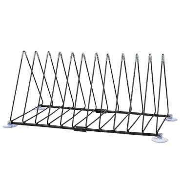 Imagem de GUPZTY Porta-discos de vinil, 11 compartimentos de metal para exibição de álbum de revistas, organizador de arquivos de mesa triangular elegante para escritório em casa, preto