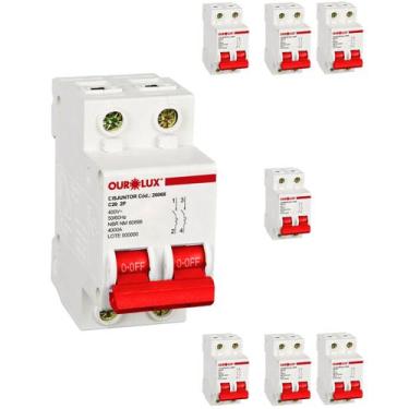 Imagem de 8 Disjuntor Bipolar 20 Amperes C Ourolux