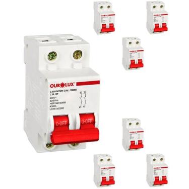 Imagem de 7 Disjuntor Bipolar 20 Amperes C Ourolux