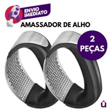 Imagem de Kit Amassador Espremedor Triturador Alho Inox Tempero Esmagador Utensí