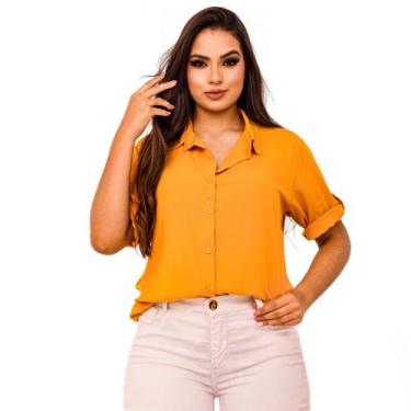 Imagem de camisa feminina chemise social moda evangelica casua manga 3/4 - atrat