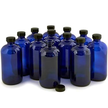 Imagem de Vivaplex, 12, azul cobalto, garrafas de vidro de 473 ml, com tampas
