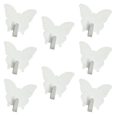 Imagem de Ｂｅｓｇａ 8 peças de ganchos de parede, cabides de metal, ganchos decorativos para toalhas, cabideiro para sala de estar, chaves, mochilas, bolsas, Branco