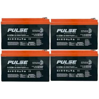 Imagem de Bateria de Chumbo Ciclo Profundo 12V 15Ah Pulse Kit com 4 - Duos, Pret