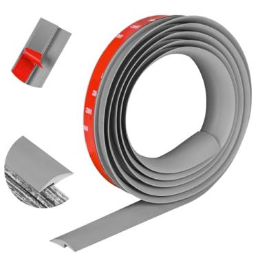 Imagem de Faixa de transição de piso de 10 pés autoadesiva de carpete para azulejos, acabamento de borda de piso, tiras de soleira de PVC, descasque e cole a faixa de junção do chão adequada para altura de soleira inferior a 5 mm (cinza)