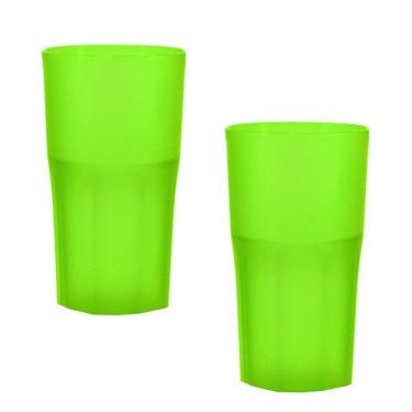 Imagem de Kit 2 Copos Roma Verde Neon 360Ml Plástico Premium