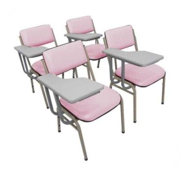 Imagem de Kit Com 4 Cadeiras Para Auditórios Linha Hotel Smart Rosa - DESIGN OFF