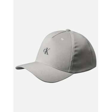 Imagem de Boné Calvin Klein Jeans Masculino 5 Gomos Rubber CK Cinza Claro, UN