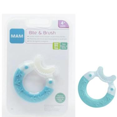 Imagem de Mordedor Massageador Mam Bite & Brush Azul 4+ Meses