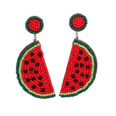 Imagem de Lindos brincos de frutas com contas de morango laranja modernos feitos à mão brincos pendentes boêmios declaração fruta verão praia férias joias para mulheres, Liga de aço, Sem pedra preciosa