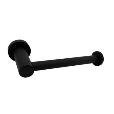 Imagem de Conjunto de acessórios para banheiro preto - Toalheiro, porta-papel, saboneteira com ganchos para roupão | 5 peças, porta-papel higiênico