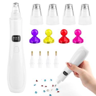 Imagem de Caneta elétrica de pintura artística de diamante com bomba de vácuo, 3 níveis de sucção ajustáveis, caneta de pintura de arte recarregável com 4 pontas substituíveis, presente sem necessidade de cera