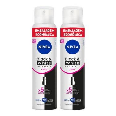 Imagem de Kit Desodorante Aerosol Nívea Black & White Feminino 200ml - 2 unidade