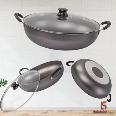 Imagem de Panela Premium Wok Antiaderente Com Tampa De Vidro 32cm Cor:Grafite - 