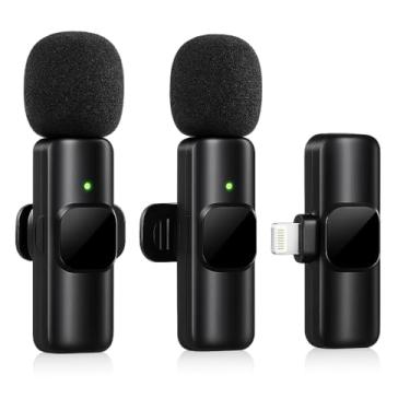 Imagem de Microfone de Lapela Duplo Sem Fio para iPhone e iPad – Qualidade Profissional para Gravação, Lives, Reuniões e Vídeos