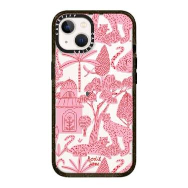 Imagem de CASETiFY Capa Impact para iPhone 13 [Fina/2,5 m. Proteção contra quedas de grau militar 4X/Compatível com carregamento sem fio] - Cheetah Paradise Pink - Preto transparente