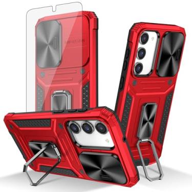 Imagem de Asuwish Capa de telefone para Samsung Galaxy S23 Plus S23+ 5G com capa de câmera deslizante de vidro temperado protetor de tela suporte de anel protetor de celular S23plus 23S + S 23 23+ SM-S916U 16.8