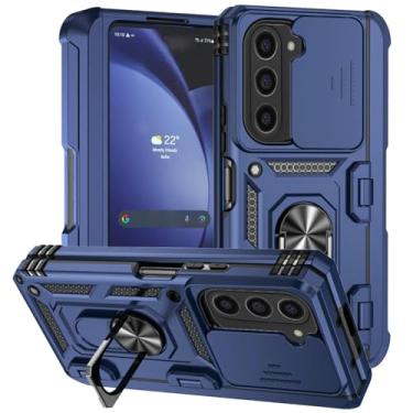 Imagem de Capa para Galaxy Z Fold 6, resistente a choques, com suporte de anel militar e compartimento para caneta oculto, capa protetora (para Galaxy Z Fold 6/azul)