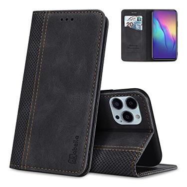 Imagem de AKABEILA Compatível com Motorola Edge 2025/Edge 60 Fusion Capa protetora de couro PU com suporte carteira dobrável com [compartimento para cartão] [Função de suporte] [Magnético] Preto