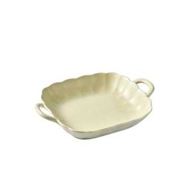 Imagem de Pratos domésticos chineses simples, requintados, frescos e fofos de creme sob o vidrado - branco leitoso - prato quadrado de 24 cm com orelhas.