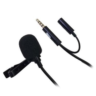 Imagem de Microfone Condensador de Lapela para Celular com Adaptador para Fone -