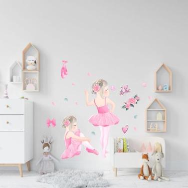 Imagem de Adesivo De Parede Infantil Bailarina Autocolante Destacável - Papel e 