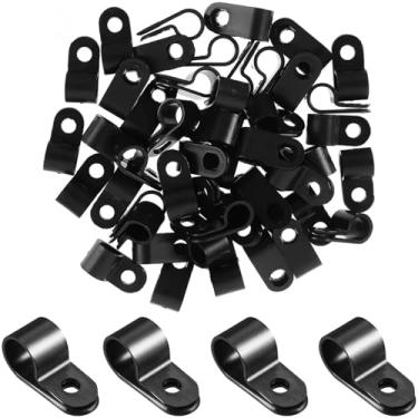 Imagem de Teansic 200 peças de clipes de cabo de nylon preto tipo R, clipes de fio de plástico de 1/5.1 cm, fixadores sortidos para fios, cabos, conduítes