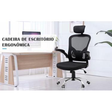 Imagem de Cadeira De Escritório Alta Ergonômica Com Estofado Mesh Com Apoio De L