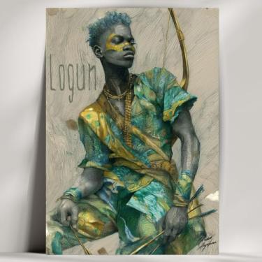 Imagem de Quadro Decorativo Orixá - Oxum, Oxóssi, Ogum, etc - Umbanda/Candomblé - Escolha 30 Obras! (Rústico, Logunedé, 28x20cm)