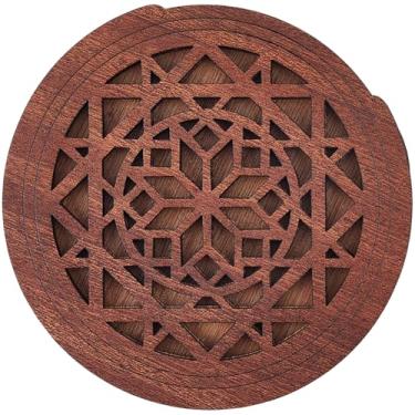 Imagem de GORGECRAFT Capa Soundhole para guitarra de madeira 10 cm marrom flor de madeira supressor de feedback captador bloqueio de som protetor redutor buffer para violões acústicos eliminador supressor