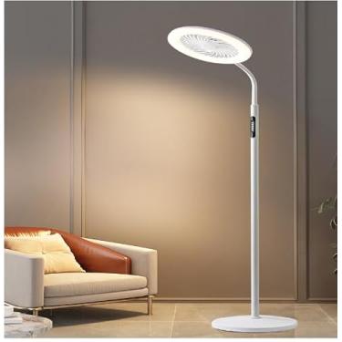 Imagem de PINSAI Ventilador de chão com luzes, ventilador de escurecimento multifuncional super silencioso, ventilador de LED de toque vertical, lâmpada de piso de dupla finalidade para ventiladores de chão