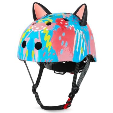 Imagem de Capacete para crianças de 8 a 14 anos, capacete de bicicleta ajustável com orelhas de gato faça você mesmo para meninas, jovens, para skate, scooter, ciclismo, patins, colorido