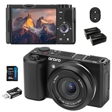 Imagem de ORDRO Câmera Digital G930 5K 64Mp Para Fotografia, Vídeo Com Foco Automático, Flip De 3,2'' Vlogs Zoom Óptico 5X - Compacta Viagem, 2 Baterias, Cartão 64Gb, Controle Remoto