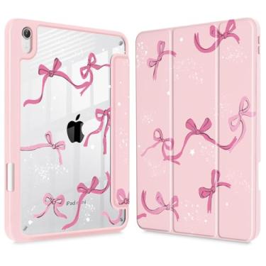 Imagem de Tuiklol Capa transparente para iPad mini 7 (A17 Pro 7ª geração) 2024 / iPad mini 6 (6ª geração) 2021 de 8,3 polegadas, suporte de lápis embutido, capa traseira transparente e fina para despertar