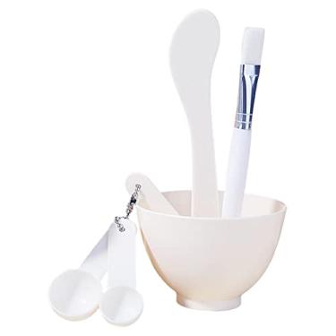 Imagem de DYNWAVE Conjunto de Tigela de de 6 em 1 Leve Premium Reutilizável PP Nylon Reutilizável Kit de Ferramentas DIY para Facial Maquiagem U, Branco