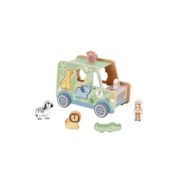 Imagem de Tooky Toy Brinquedo Educativo Madeira Jipe Safari 9 Peças