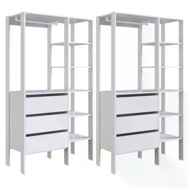 Imagem de Kit 02 Modulos Para Closet 03 Gavetas Db001 Branco Pp Milani Store Branco