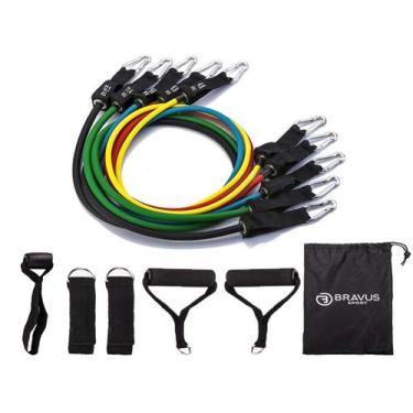 Imagem de Kit Tubing Premium 11 pç Elásticos Extensores Bravus Sport