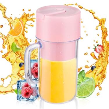 Imagem de HEEPDD Liquidificador Portátil de 340 Ml, Tipo C Mistios de Frutas Recarregáveis ​​USB Misturadores de Frutas Garrafa de Mistura Pessoal para Shakes Smoothies Juice Travel Kitchen (PINK)