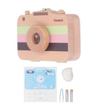 Imagem de Crianças Dente Caixa De Armazenamento Câmera Em Forma De Madeira Titular Dentes Do Bebê Lembraça De Cabelo Fetal com Garrafas De Vidro Pinças Adesivos para Crianças Decoração Do (Tipo 1)